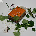 Millefeuilles tiède de légumes "sans pâte", saveurs des prés et des jardins, servi lors du dîner par Emmanuel Renaud. Une merveille !