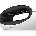 Un téléphone sans fil tout en rondeurs. Sans répondeur, il contient un répertoire de 100 noms et numéros. Icon M5501 Solo. Philips.