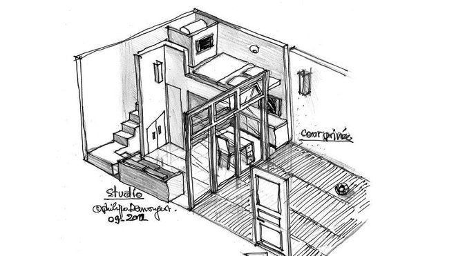 La spécialité de Philippe Demougeot qui remporte tous les suffrages: l'esquisse au crayon du futur projet. Une 3D réaliste dans laquelle le client peut facilement se projeter. La spécialité de Philippe Demougeot qui remporte tous les suffrages: l'esquisse au crayon du futur projet. Une 3D réaliste dans laquelle le client peut facilement se projeter.