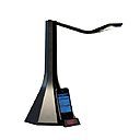 Futuriste et multifonction, la lampe Diva en polycarbonate injecté et aluminium, intégrant un chargeur d’iPhone/iPod qui indiquel'heure, signée Dante Donegani & Giovanni Lauda, 413 € au Bazar de l’Electricité. Diamètre Ø 19 cm et H 38 cm.