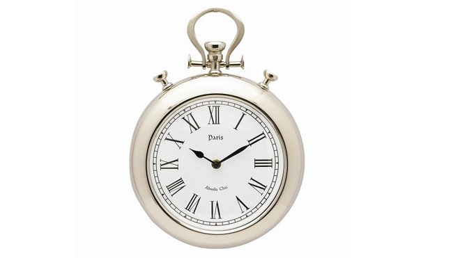 Horloge Belem, façon montre gousset, en métal et verre, diamètre Ø 25 cm, 29,90 € chez Conforama.