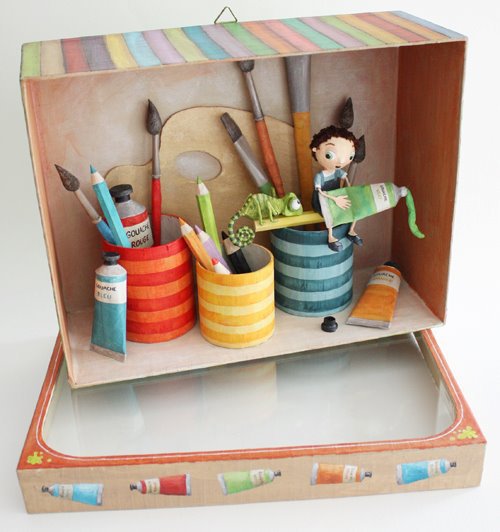 Chloé Remiat, détail d'une des valisettes pour la Marelle éditions