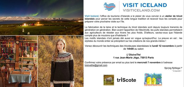 Invitation à l'atelier de tricot islandais à L'oisivethé