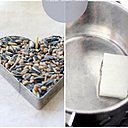 Faire fondre la graisse de noix de coco dans une casserole, moulez-la dans le cœur en métal.