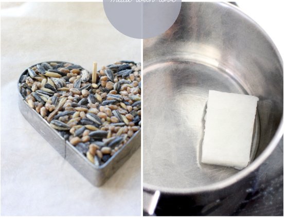 Faire fondre la graisse de noix de coco dans une casserole, moulez-la dans le cœur en métal.