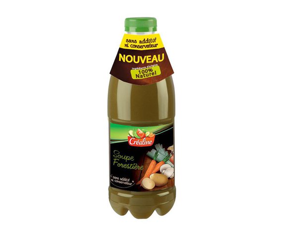 Produits frais, belle variété de saveurs pour les soupes Créaline en bouteilles de 1 litre.