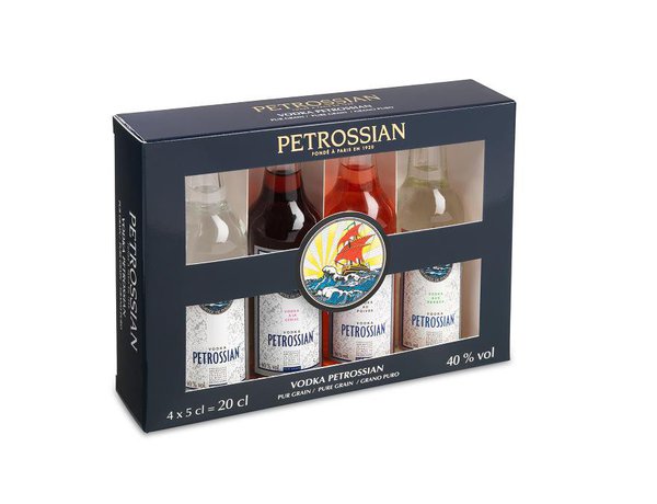 Bonne idée que ce coffret de mignonnettes pour déguster les différentes vodkas du grand spécialiste Petrossian.