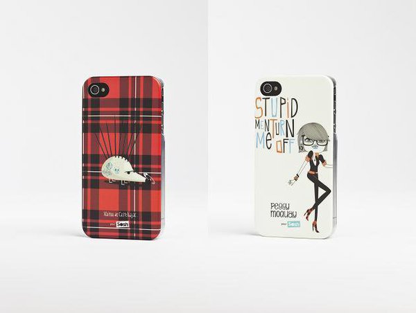 Esprit tartan pour la coque dessinée par Vaïnui de Castelbajac ou girly pour celle signée Peggy Moquay. Pour IPhone 4/4S, existe aussi pour iPhone 3G/3GS et Samsung Galaxy S2 I9100. 24,90 €