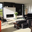 Dans la grande pièce à vivre, orientée sud, une cheminée qui combine plaisir et appoint de chaleur, l’hiver.