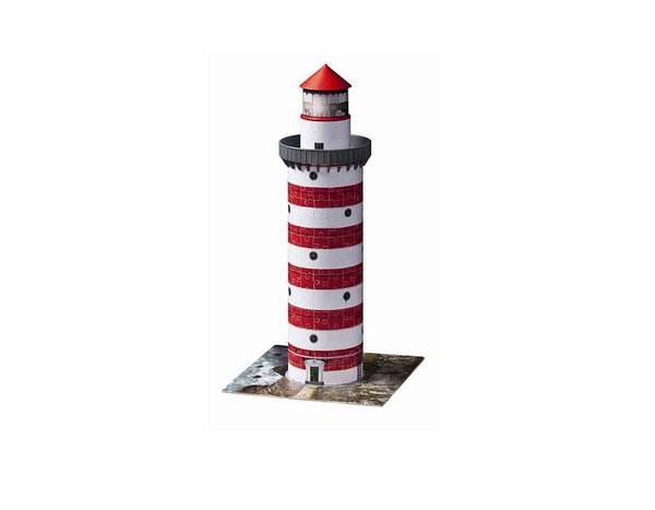 Joli phare rouge et blanc, construit en puzzle 3 D.