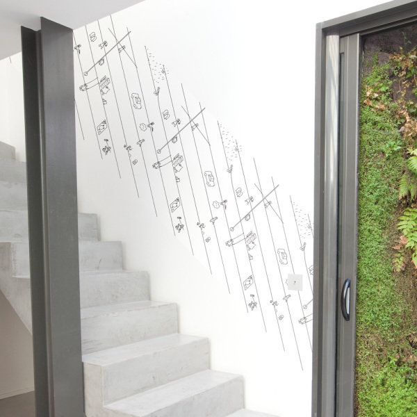 Sur le fil à poser en remontant un escalier, mais attention aux débordements!