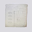 Plans d’une petite table basse réalisée à partir d’un quadrillage ludique de bandes d’acier coloré et recouvert d’un plateau en cristal transparent. Les couleurs changent en fonction du point de vue que l’on a sur la table. Création de Gio Ponti en 1954.