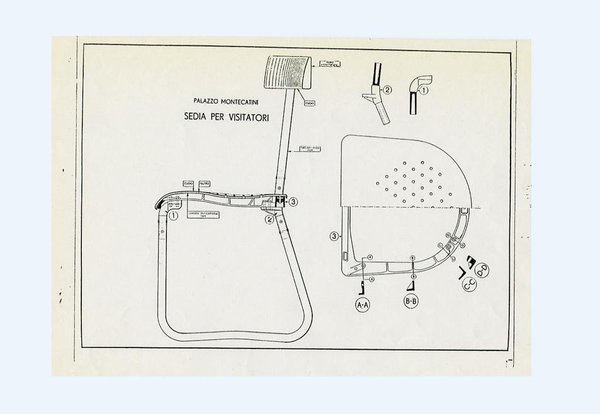 Dans la veine du mobilier industriel, la chaise en acier est en rupture avec la tradition du siège et annonce une nouvelle ère de création. Ici, les plans de la chaise Montecatini, dessinés en 1935, par Gio Ponti.
