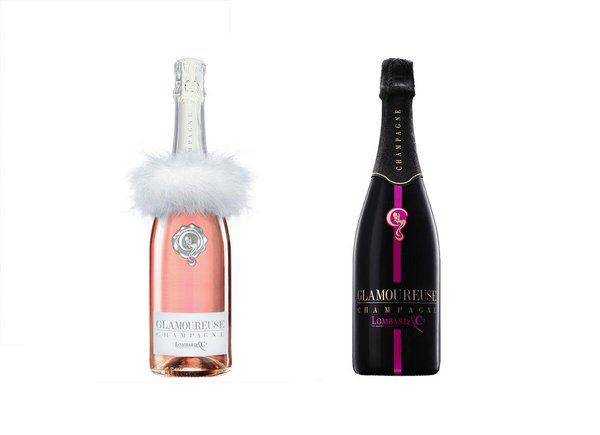 Version rosé avec collerette de plumes façon French Cancan ou brut, le champagne Glamoureuse s'invite sur les tables des amoureux.