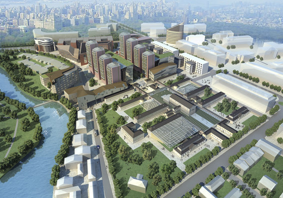 Vue générale sud-est du projet qui sera terminé en 2018, après 4 tranches de travaux.