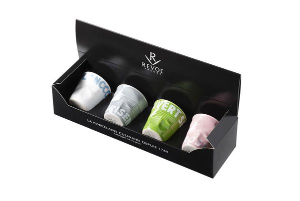 Un coffret idéal pour ceux qui partagent l’envie de faire bien et beau. La cuisine d’aujourd’hui n’est pas seulement une affaire de goût, mais est aussi à la recherche de partage et d’émotions. Coffret 4 gobelets, 42,90 €, en vente chez maginea.com.