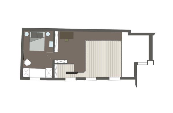 Le premier niveau est doté d’une nouvelle chambre d’amis, qui faisait auparavant office de bureau.