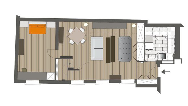Les volumes n’ont pas été modifiés, mais l’espace a été allégé et réorganisé pour offrir un confort plus actuel.