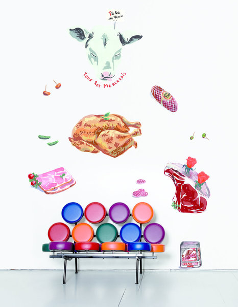 Voyez les choses en grand dans votre cuisine en décorant votre réfrigérateur avec ces stickers représentant l’univers d’une boucherie ! Domestic, 33 € chez Merci.