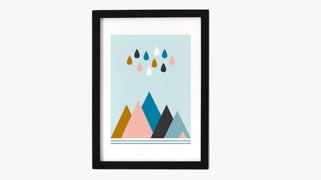 Une affiche poétique à souhait. 21 x 29,7 cm. 16 €. Affiche montagne et pluie. Oelwein, chez Lili’s.