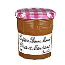 Ultra-connu, le pot en verre à facettes et son couvercle en carreaux vichy rouge et blanc renferme une délicieuse confiture composée de fruits à 50%.