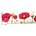 Enfilade de pavots en boutons et corolles épanouies sur un bas de porte (90 x 25 cm), 47 €, avec dos uni, création Art de Lys.