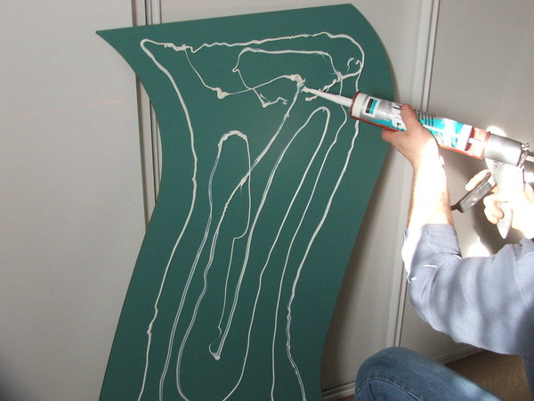 Etape 24 : Encollage d’un miroir en forme Mirox MNGE épaisseur 4 mm.