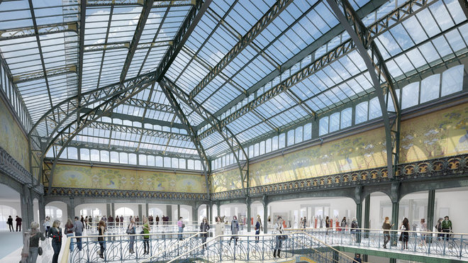 La nouvelle Samaritaine sera constituée de deux cours et de plusieurs verrières, dont la grande verrière principale, reconstituée selon les plans de 1905. L’escalier monumental, ainsi que les planchers en dalles de verre, seront également reproduits, comme un témoignage du passé.