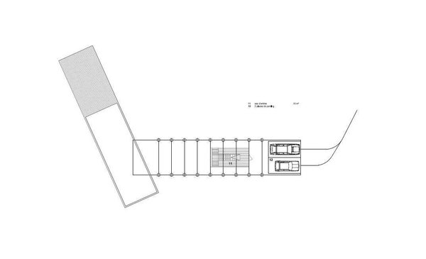 Entrée et garage prévu pour deux voitures. Plan du rez-de-chaussée.
