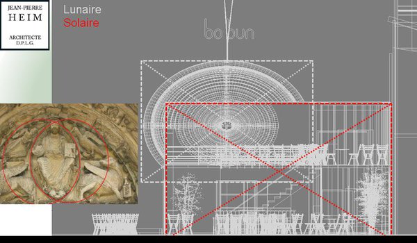 Elle nous rappelle que Dieu divise pour créer tandis ses créatures fécondent. L’architecture du restaurant Bobun est inspirée de la mandorle en respectant les deux quadrilatères solsticiaux du lieu pour le Lunaire (féminin) et le Solaire (masculin) ; attendu qu’en chacun de  nous, il y a des deux sexes.