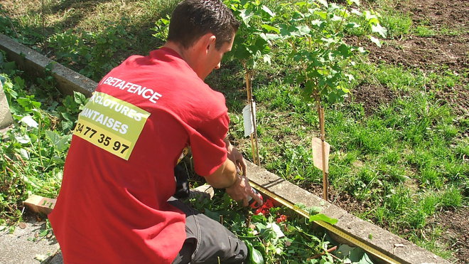 Etape 4 : Délimitez la position des nouveaux poteaux à l’aide d’un mètre ou d’un cordeau tous les 2.02 m (avec poteaux Bekaclip®), ou 2.05 m (avec les poteaux Bekafor Click®), et matérialisez leur emplacement  à l’aide d’une bombe aérosol ou d’un piquet.