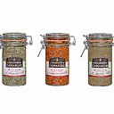 Les sels de Camargue aromatisés Deux Piments, Farigoulette et Senteurs, sont idéals pour les amateurs de plats méditerranéens. Gamme épicerie fine.