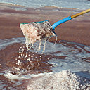 L’eau de mer circule dans des bassins de faible profondeur, avant d’être récoltée par les sauniers.
