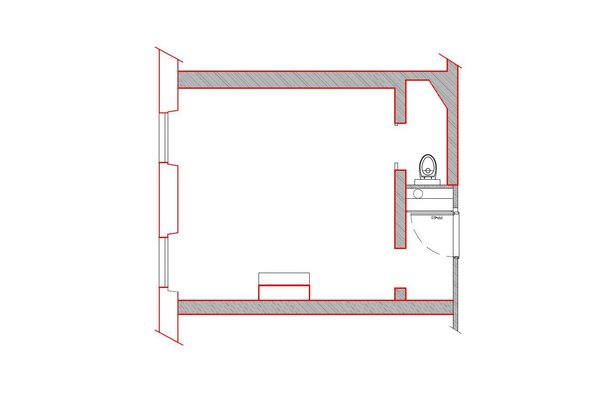 Avant les travaux : c’était une surface simple, sans cuisine ni salle de bains.