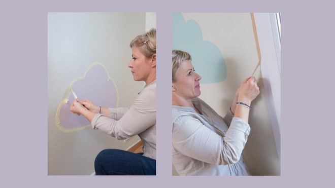 Etapes 11 et 11 bis : Après le séchage, retirez soigneusement les rubans de masquage. Veillez à ce qu’ils soient bien tendus, en formant un angle à 45°.