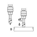 Etape 1 : Tracez et marquez légèrement l’axe du piquage sur le tube B, à l’aide du pointeau. Réglez la fraise au diamètre du tube A, puis percez jusqu’à venir en butée sur le tube (sans le forcer). Attention, le sens de rotation de la perceuse est le droit !