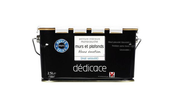 La peinture intérieur  monocouche de V33 est idéale pour rafraîchir rapidement murs et plafond. Vendue dans un bac à peinture rectangulaire, elle permet une utilisation au rouleau immédiate.