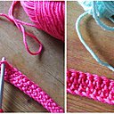 3 retournez le travail et crochetez un range de maille serrée - 4 changez de couleur de laine