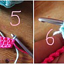 5 changez de couleur de laine -  6 crochetez un arceau en double bride