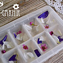 Un moule à glaçons et de jolis pétales de fleurs comestibles.