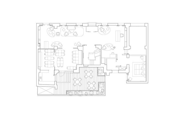 Au rez-de-chaussée, la réception s’ouvre sur le salon et la salle des petits-déjeuners, avec un accès sur la terrasse arborée. A gauche de l’ascenseur central, la chambre adaptée aux personnes à mobilité réduite est aménagée.