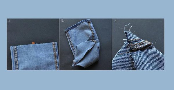 Recyclez un jean pour en faire un sac à main ultra branché. Étapes 4, 5 et 6.