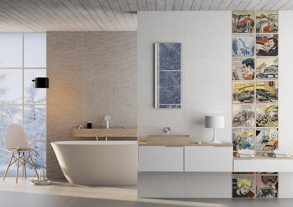 Personnalisez votre décoration avec la céramique. Quelques bulles de BD, version, XXL, et votre salle de bains ne ressemblera à aucune autre !