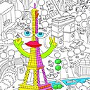 Le coloriage géant  Paris est au format 1,80m x 0,5 m.