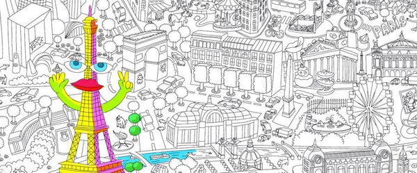 Le coloriage géant  Paris est au format 1,80m x 0,5 m.