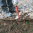 Etape 6 : Positionner le cordeau à la hauteur souhaitée ; pour des raisons esthétiques, ne pas dépasser plus de 8 cm de hauteur par rapport à l’allée.