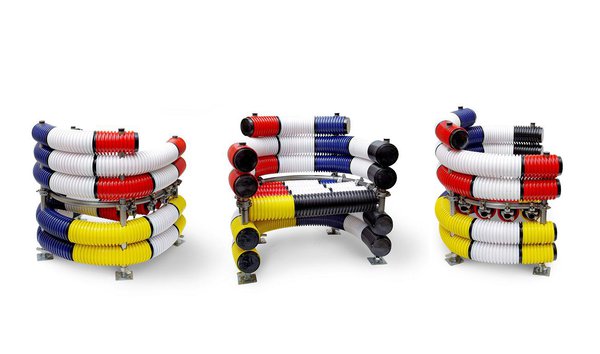 100% Made in France, le fauteuil Art Tubes, un hommage décalé et teinté d’humour au regard de l’œuvre de Mondrian.