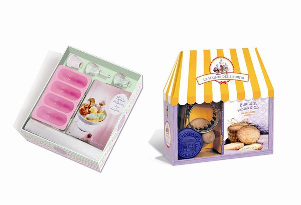 Au choix, un coffret pour faire des éclairs sucrés et salés ou une maisonnette avec un livre et des accessoires pour réaliser une multitude de sablés et autres petits biscuits.