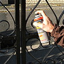 Etape 3 : Effectuer les petites retouches de peinture du portail à l’aide d’une peinture aérosol ; la mise en œuvre ainsi que le séchage en est assez rapide.