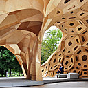 Réalisation de l’université de Stuttgart. ICD/ITKE Prof.Achim Menges, ICD/ITKE Research Pavilion, 2011.